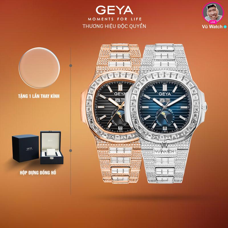 Đồng hồ cơ nam GEYA G78099 [9799] full đá, chống nước 5ATM, hộp đựng & thay kính miễn phí