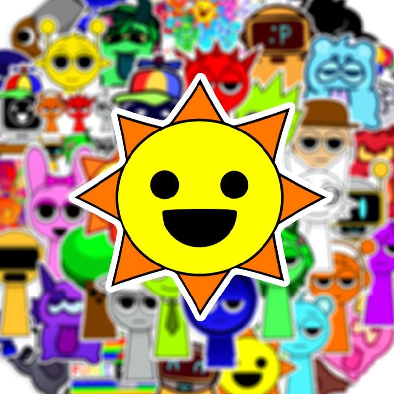 Hình dán Graffiti trò chơi Sprunki Incredibox, 52 CÁI, phong cách vui nhộn, hình dán trang trí sổ tay, chất kết dính PVC, không thấm nước, hộp quà, nhãn trang trí, thích hợp cho guitar, sổ tay và đồ đạc, tự làm thủ công 5