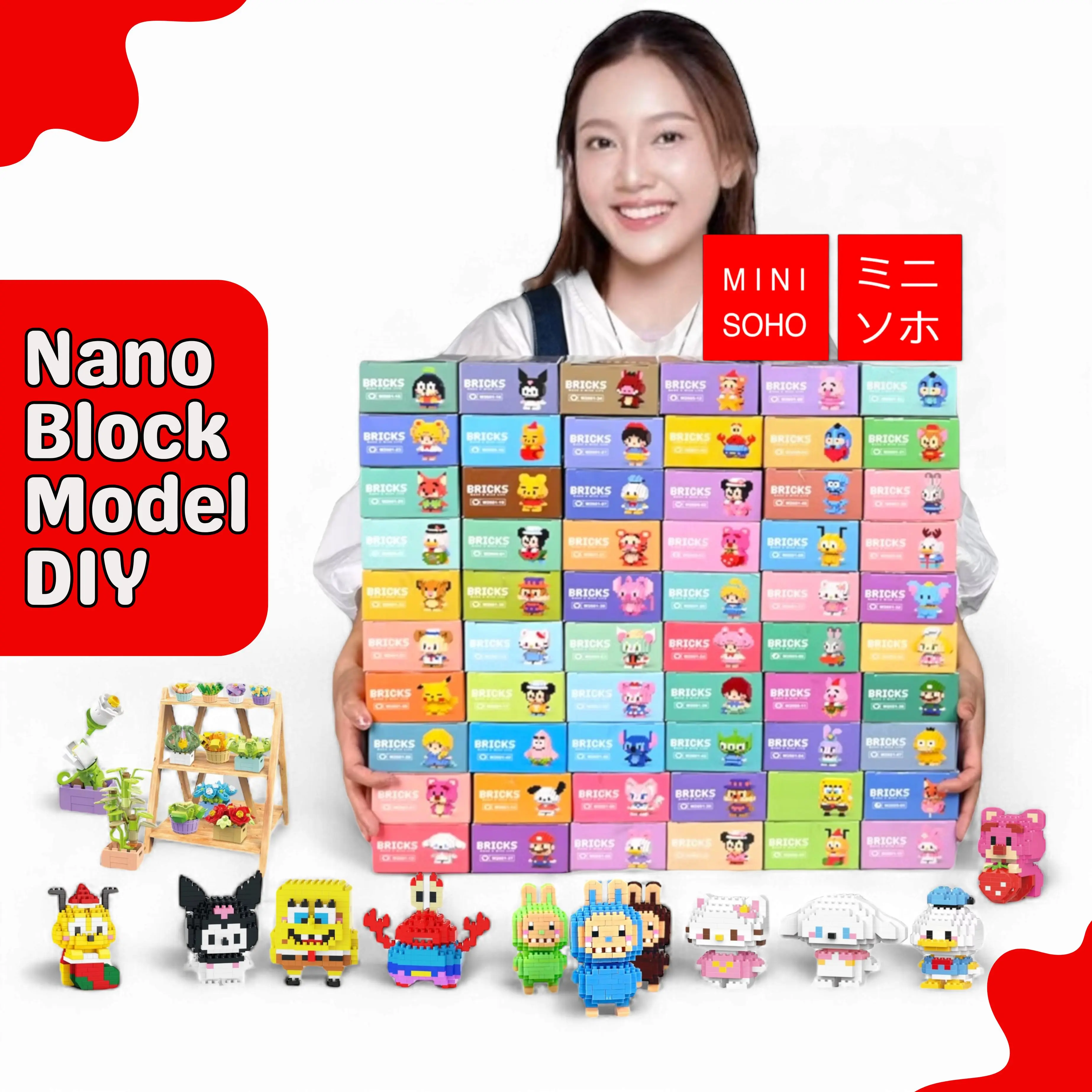 COD Nano Block Model DIY Karakter Kartun Mainan Balok Susun Edukasi Anak Bricks Mini Blok Hadiah Toys