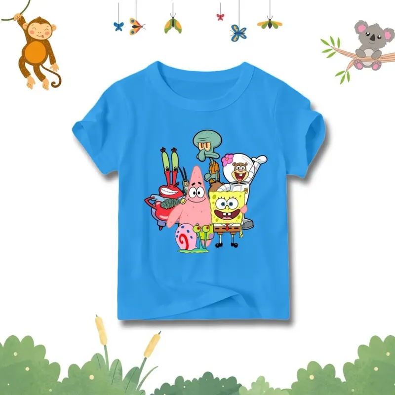 Baju atasan anak unisex gambar spongebob / kaos distro anak bahan adem / kids t-shirt 7