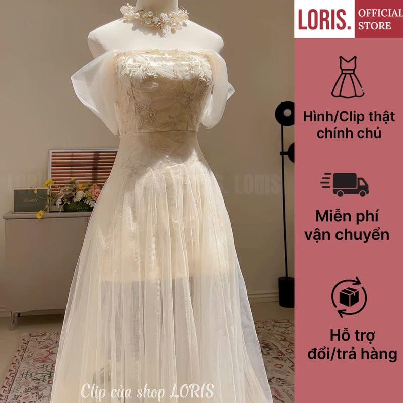 LORIS - Luna Dress đầm ren trễ vai dáng dài xoè