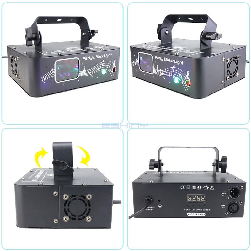 Product Introduction of ESHINY 800mW 2in1 RGB Laser Beam RG 64 Patterns Stage Disco Light DJ Scanner DMX512 Dance Bar Party Holiday Christmas Colorfull Effect System Show X4 34