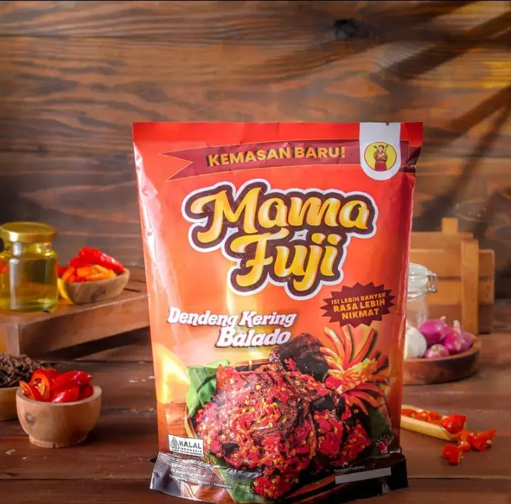 MamaFuji - Dendeng Kering Balado 100% Halal/Asli Dendeng Daging Sapi Nikmat Siap Santap/Dendeng Kering Balado Asli Padang 160g(BISA COD) 0