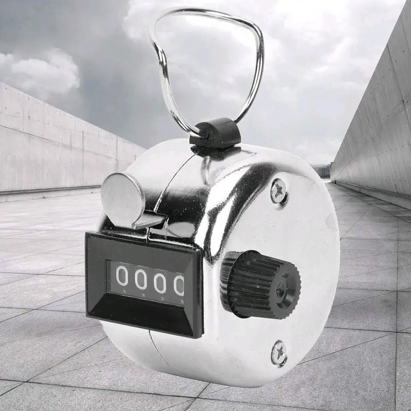 Alat Penghitung Manual Hand Tally Counter 4Digit Stainless 0