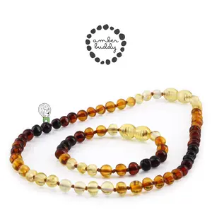 Amber Buddy | XB54RA1 Kalung dan Gelang Amber bayi Rainbow Glossy - 32cm & 14cm.