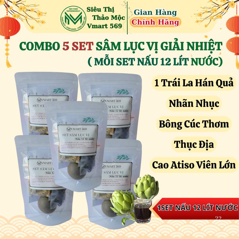 Combo 5 set sâm lục vị Atiso mỗi set nấu được 12 lít nước thơm ngon thanh mát