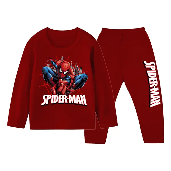 Setelan Baju Tidur Anak Gambar Spiderman Piyama Ukuran 1 Sampai 10 Tahun Polyester Soft laki 7–10 Laki-Laki Lengan Perempuan Cotton 3