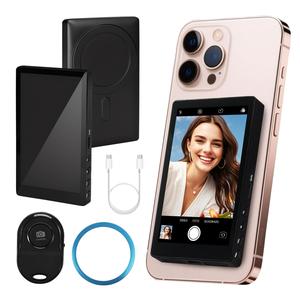 iPhone用Yataoセルフィーモニター、リアカメラをセルフィー画面に変換、1500mAhバッテリー、Bluetoothリモコン、TiktokやYouTube Liveに最適