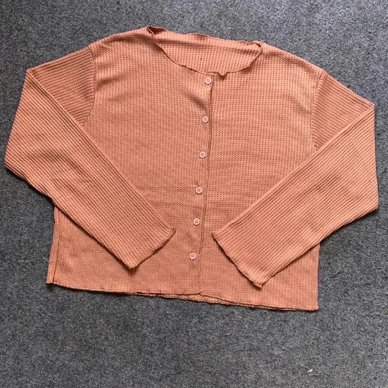 CARDIGAN RAJUT WAFFLE CROP PREMIUM / CARDIGAN CROP TOP MODEL KOREA STYLE atasan cutbray Manik-manik Black Baju Cantik Fit Kancing Nyaman Panjang Tangan Lembut Tebal Rib Santai 5