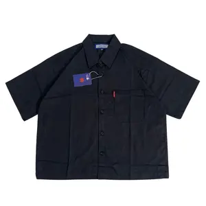JINSYOU - Kemeja Boxy Unisex Oversize Lengan Pendek Boxy Shirt Saku 1