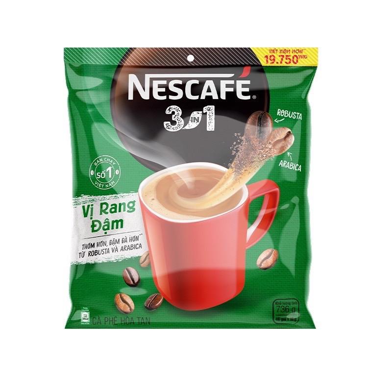  Bịch Cà phê hoà tan NESCAFÉ 3IN1 XANH ĐỎ ĐEN Công thức cải tiến  bịch 46 gói x 16g  - Mẫu Mới 