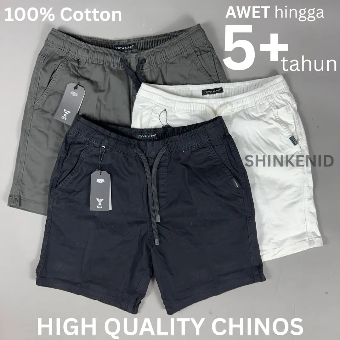 Yoyaman Celana Chinos Pendek Pria Casual Celana Pendek Polos Nyaman Twill Katun Shortpants  Santai