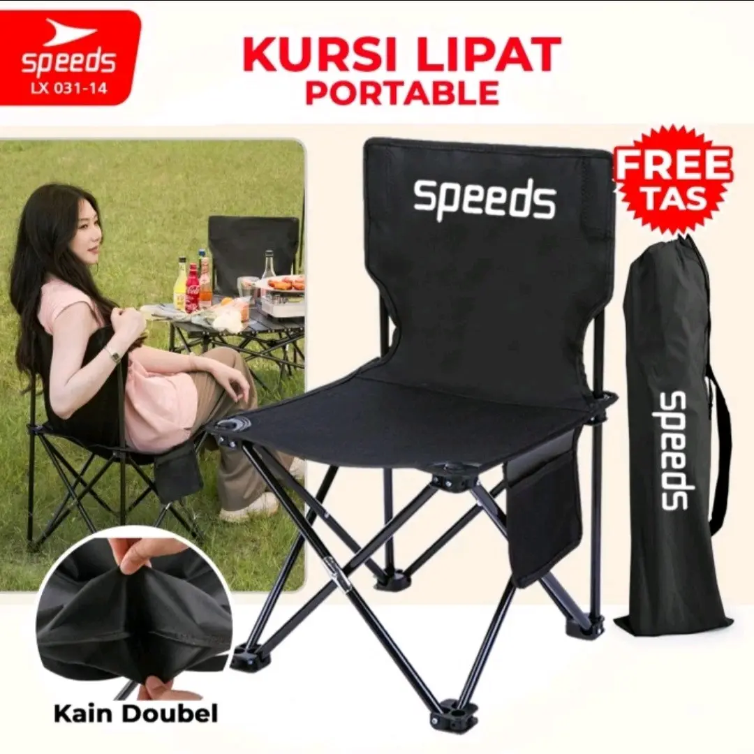 KURSI LIPAT PORTABLE KURSI GUNUNG CAMPING OUTDOOR (merek random)