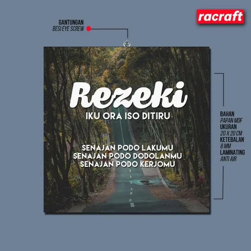 Walldecor JOWO REZEKI IKU ORA ISO DITIRU  hiasan dinding quote motivasi kata bijak estetik Pajangan hadiah papan mdf 20cm tebal 8mm