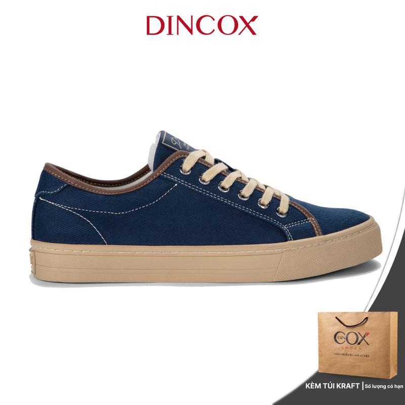 Giày Sneaker Đế Bằng Vải Canvas Nam Nữ E12 Dark Navy Chính Hãng Dincox Shoes