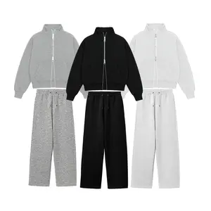 Caelux - One Set Tracktop Boxy Double Zipper + Sweatpants Baggy Unisex