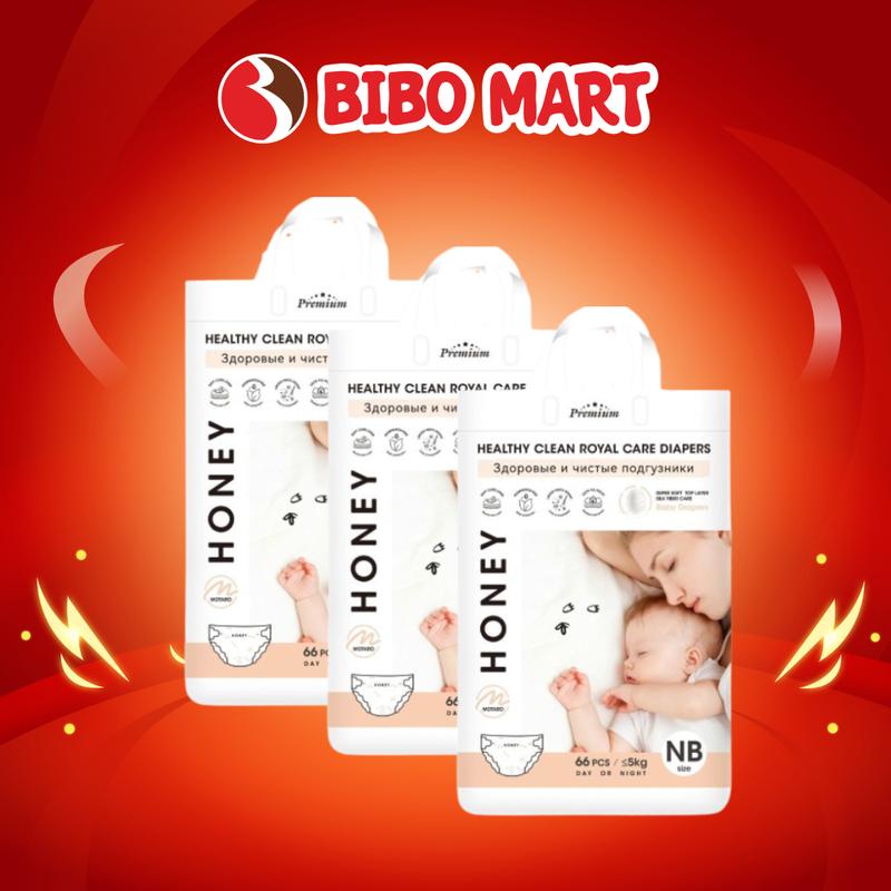 Bỉm - Tã Dán Honey Premium Mềm Mại Thoáng Mịn Đủ Size Cho Bé - Bibomart