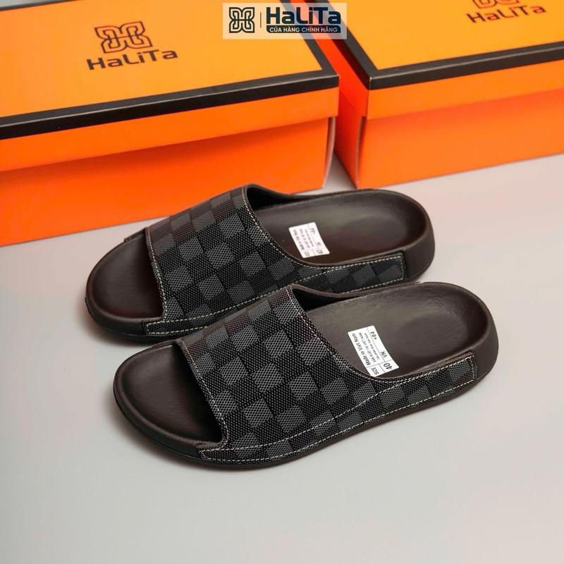 HaLiTa Dép Công Thái Học Bảng Da Bò Carô Cao Cấp Đế Cao Su Vân Nhám Chống Trơn Giảm Mỏi Chân Phom Bàn Chân Việt Dành Cho Nam Đẹp Sang Chảnh Siêu Bền