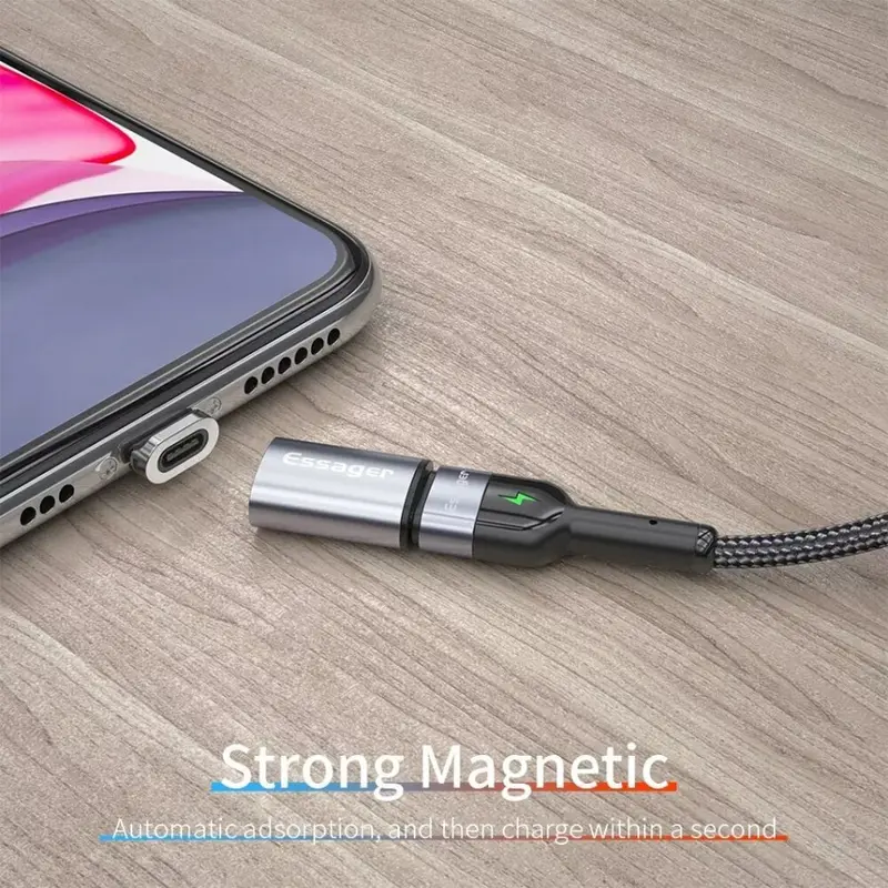 Essager Mini Magnetic Adaptor USB C 3in1 Micro Type C Lightning iPhone Adapter Converter 2.4A QC3.0 Charging Data 5