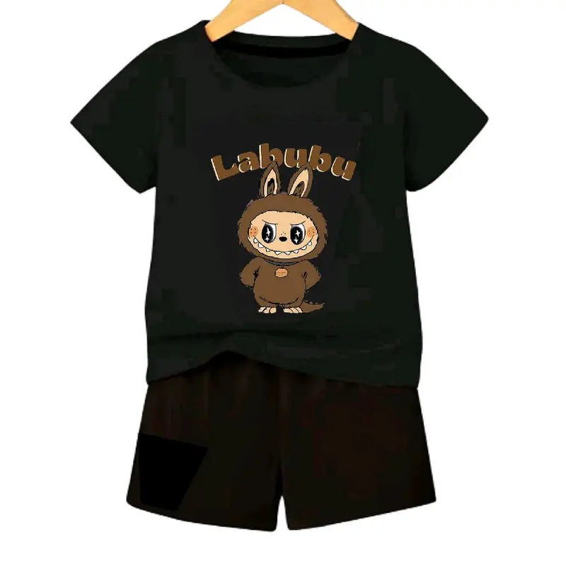 Setelan Anak Labubu Monster Drawing Kaos Dan Celana Laki Perempuan Kids Fashion 1