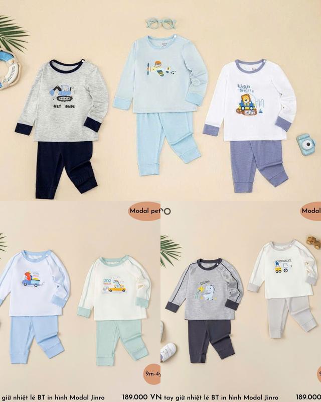 Bộ quần áo dài tay JINRO chất modal petit cho bé từ 9m-4y (zaclag tên lửa, cài vai tên lửa, zaclag máy xúc, cài vai máy xúc form nhỉnh hơn 1kg)