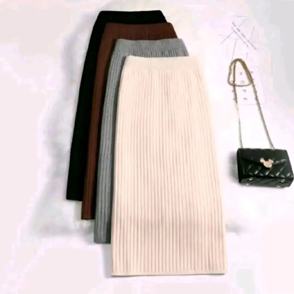 SPAN HORNIT ROK PANJANG BAHAN KNIT HORNIT Wanita Muslim Bawahan Maxi Karet