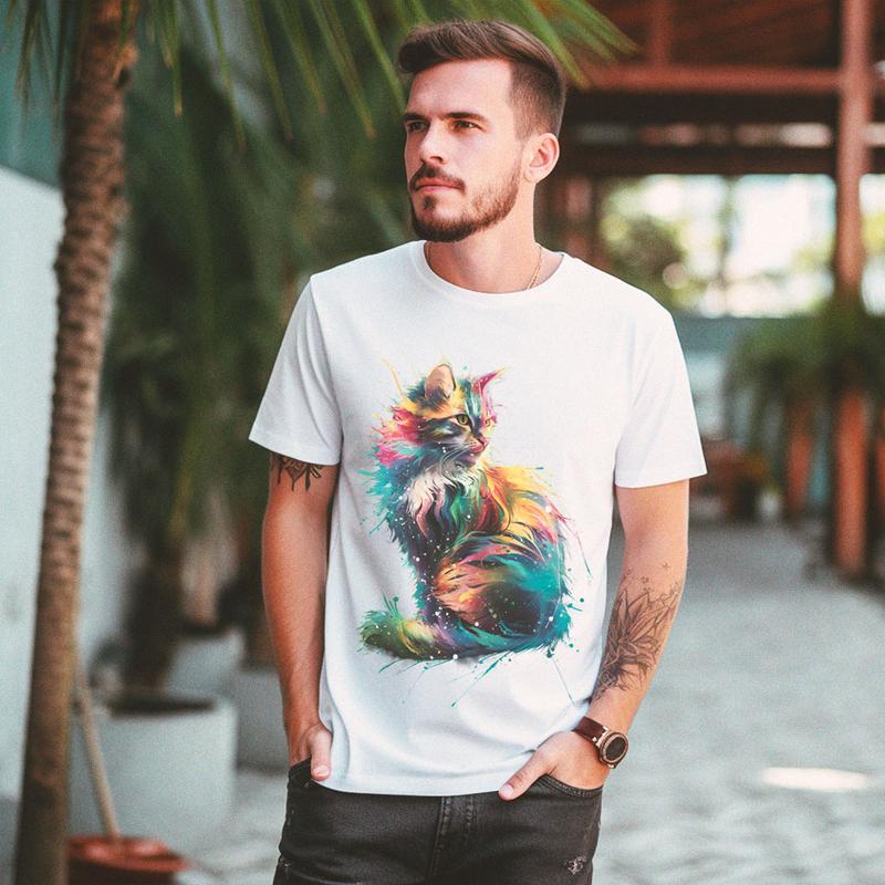 3DimensionWear T-Shirt 3D Abstract Art Cat - DT0037 3