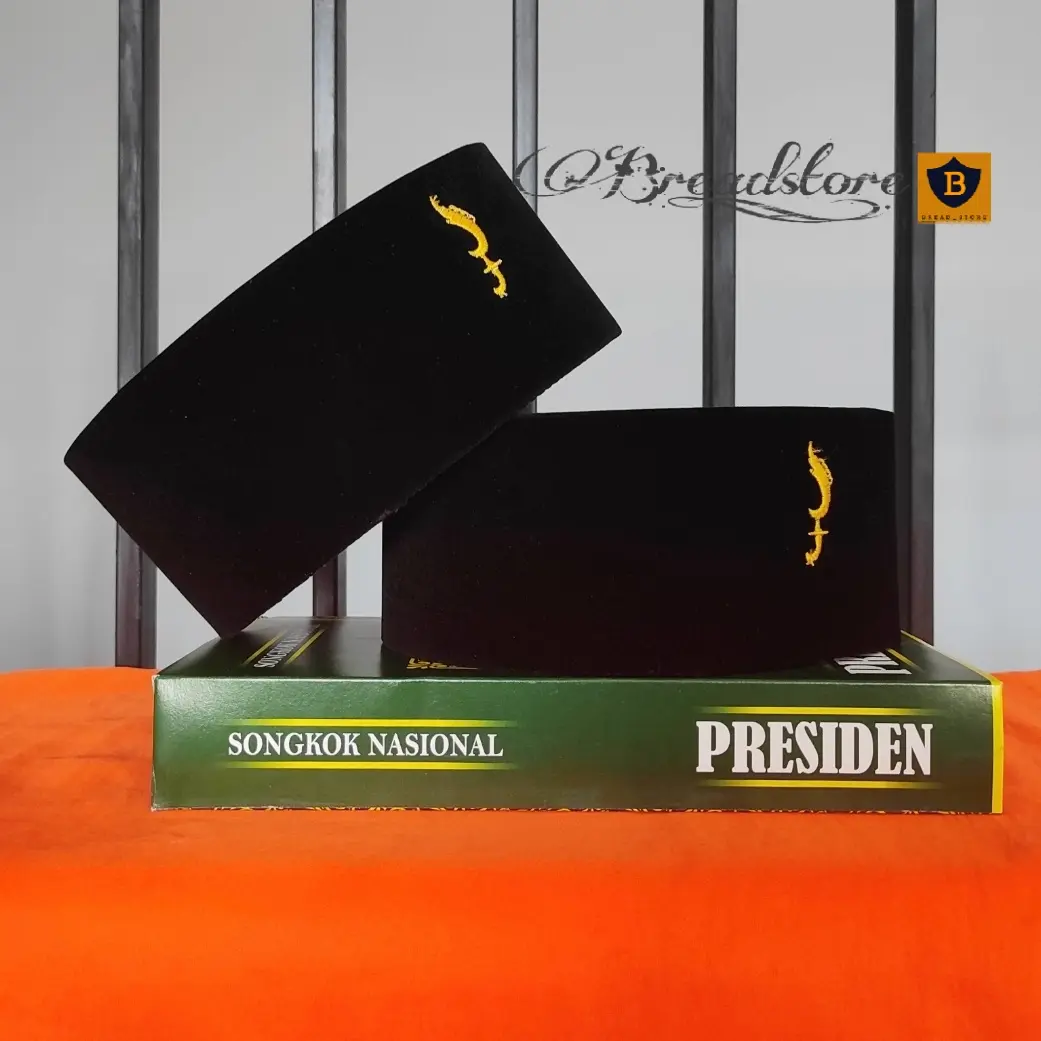 Peci Songkok Kopiah Hitam Polos Motif Logo KUJANG BORDIR tinggi 9cm murah berkualitas ORIGINAL - Peci Pria Model terbaru Anak Laki-laki dan dewasa merk PRESIDEN bisa bayar di tempat COD Muslim Nyaman