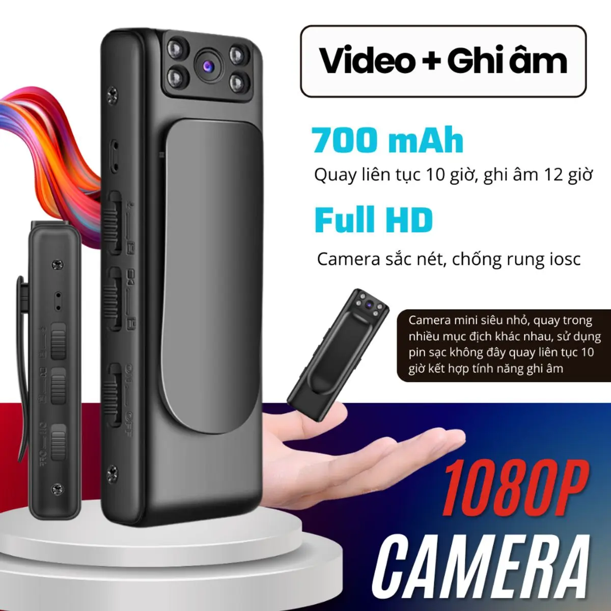 Camera mini không dây – Máy quay mini Full HD 1080p, camera hành trình, camera giám sát, máy quay phim ổn định chống run