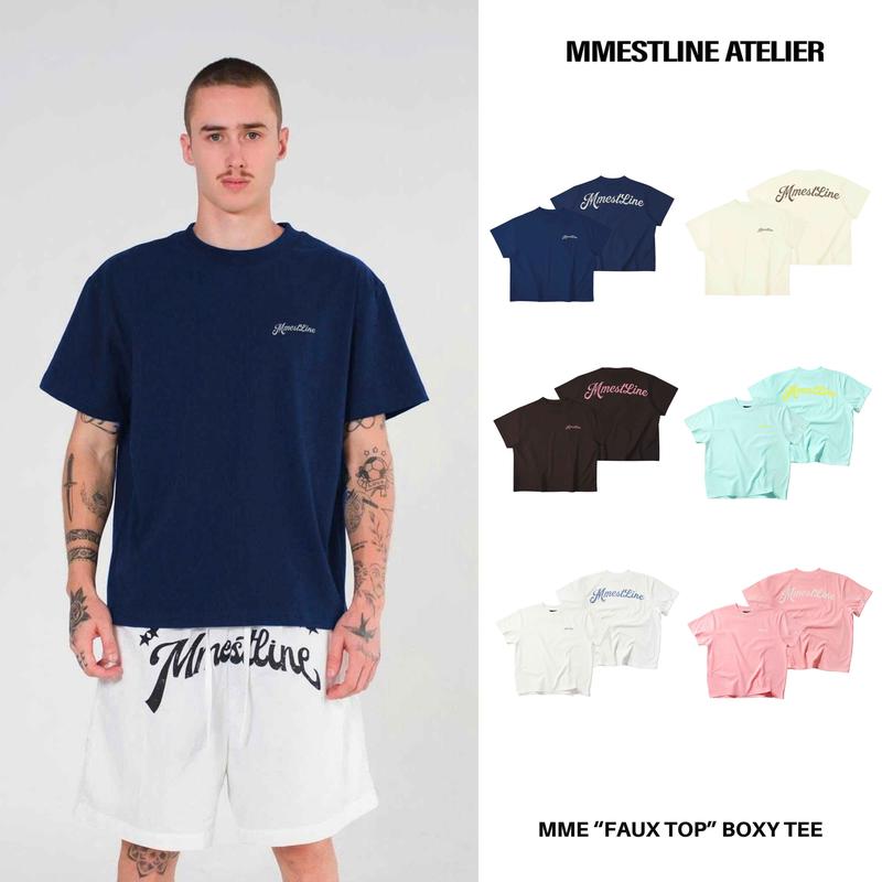 Áo Thun Mmestline "Faux Top" Form Boxy Premium Cotton in Hiệu Ứng Len