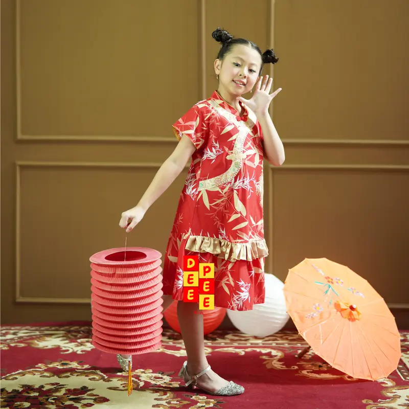 Gaby dress red bamboo 1-6 tahun terusan imlek anak perempuan deepeekids 6