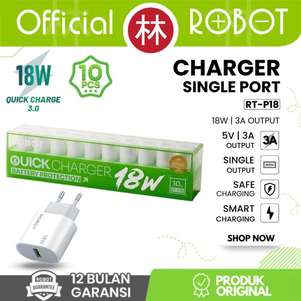 Gambar Robot RT-P18 Batok Charger Travel Adapter 3A 18W Single Port Quick Charge New RT-F1 - BOX ISI 10 PCS dari Liem Group Kota Administrasi Jakarta Barat Tokopedia