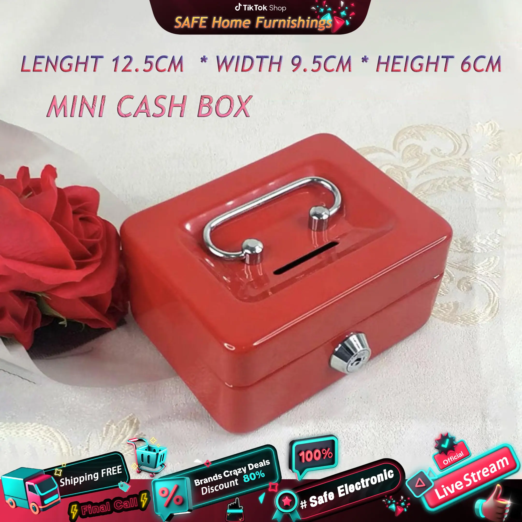 SAFE Mini Cash Box Coin Piggy Bank Money Organizer Cash Box with Lock Cash Drawer Box Cashier Box Safety Piggy Bank MINI Safes