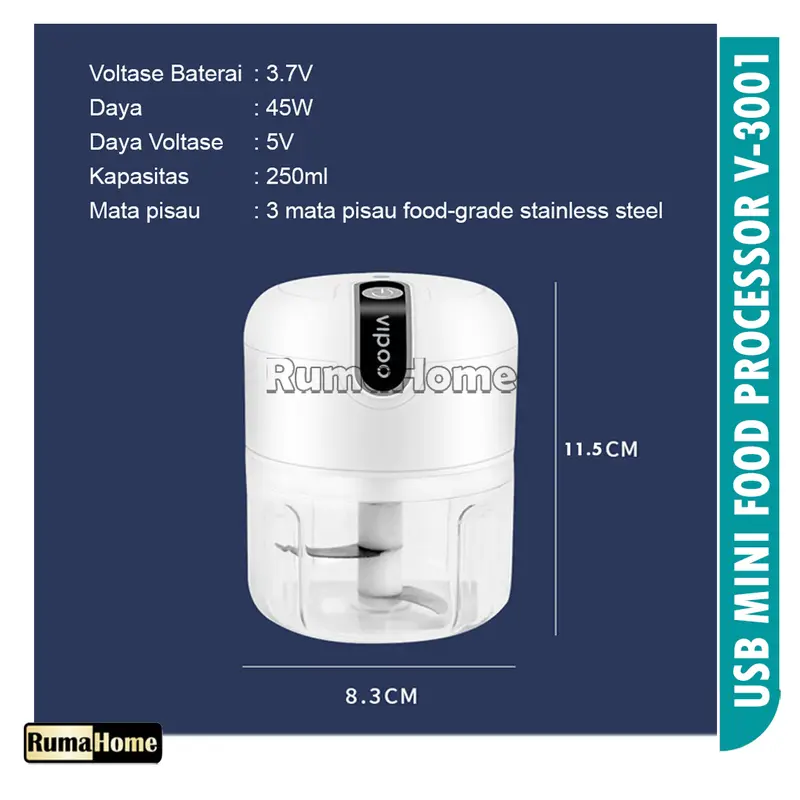 USB Mini Chopper V-3001 USB Mini Food Processor  Usb Blender mini Serbaguna  Blender Bumbu Portable 3
