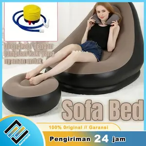 PROMO Sofa Angin Santai Free Pompa Kursi Dengan Sandaran Kaki Portable Sofa tiup portabel, kursi sofa berkemah luar ruangan, perlengkapan rumah, kursi santai ringan untuk tidur siang.