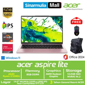 ACER Aspire Lite AL14-42P Ryzen 3 5300U 512GB SSD 8GB WUXGA IPS Win11+OHS