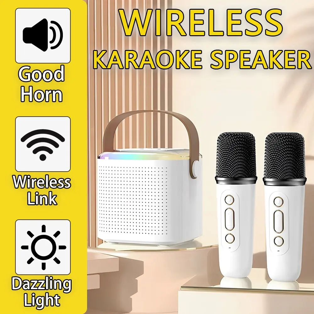 Bluetooth Microphone Karaoke Small Family Style And Portable Stereo Speaker Set Lon bluetooth speaker 2Mic 1 set karaoke ktv speaker Cute Wireless Cute Portable Outdoor Wireless Speakers Audio Plastic Card Connection Waterproof Smartphone