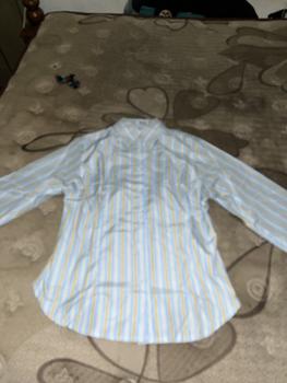Product Review of Wispie Girl Boss Fitted Shirt | Kemeja kerja wanita fit garis stripe karet Lembut pink hijau biru from s**_ 2