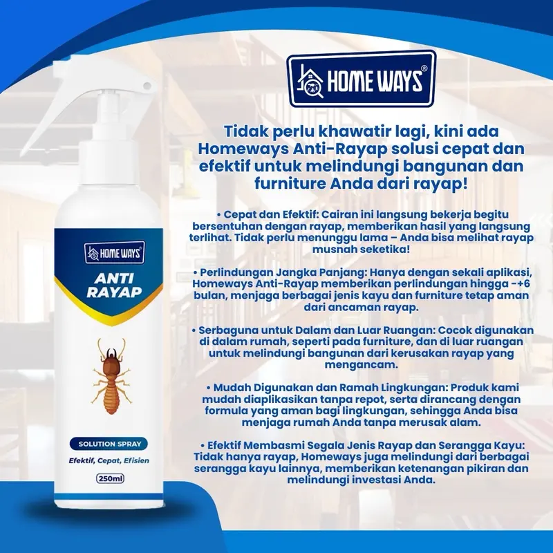 Homeways Anti Rayap Cairan Pembasmi Rayap Kayu Furniture Di Rumah 2