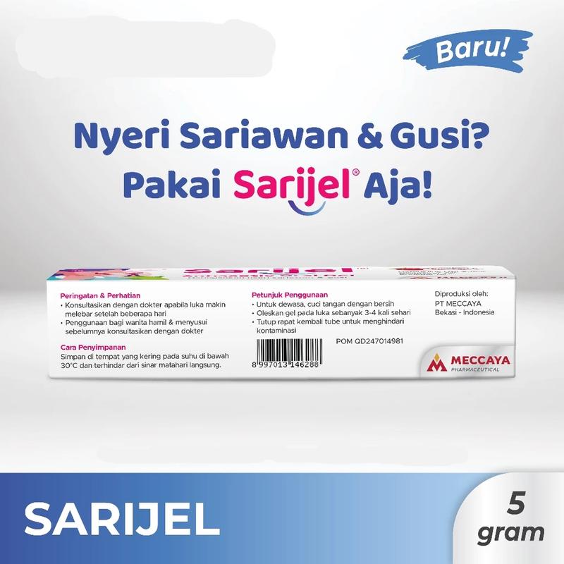 SARIJEL Oral Gel Rasa Strawberry 5 gr - Perawatan Nyeri Sariawan & Gusi, Luka Bibir & Mulut - Penyegar 0