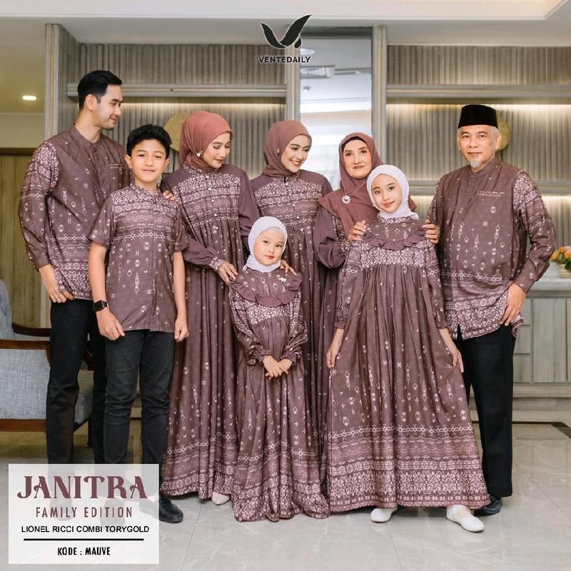 SISOL - JANITRA FAMILY SET SERIES ORI VENTEDAILY 2025 - Baju Seragam Sarimbit Lebaran Idul Fitri Idul Adha Halal Bihalal Keluarga Dress Dewasa dan Anak + Kemeja Koko Dewasa dan Anak Kembaran Motif dan Bahan Leonel Ricci mix Torygold Premium Ekskulif 7