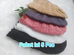 Paket Isi 5 Pcs Ciput Rajut Songkok Antem Nenek Terbaru - Dalaman Hijab Instan Kerudung