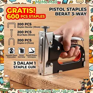Gratis 600 Paku / Stapler 3in1 Tembak Gun Serbaguna Staples 3 In 1   4-14 MM Tembok jokmotor triplek kayu 3in1 Besi Hand Staple Gun