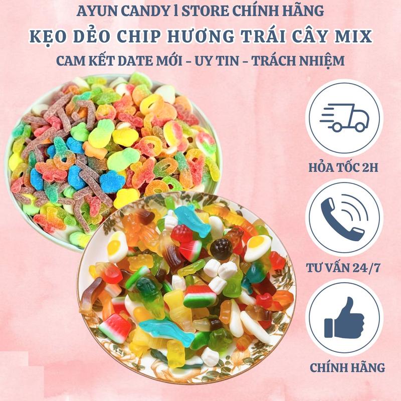 [GÓI 150G] Kẹo Dẻo Chip Hương Trái Cây Mix Vị - Kẹo Dẻo Mix Nhiều Hình - Kẹo Dẻo Chip Chip - Kẹo Dẻo Phủ Đường