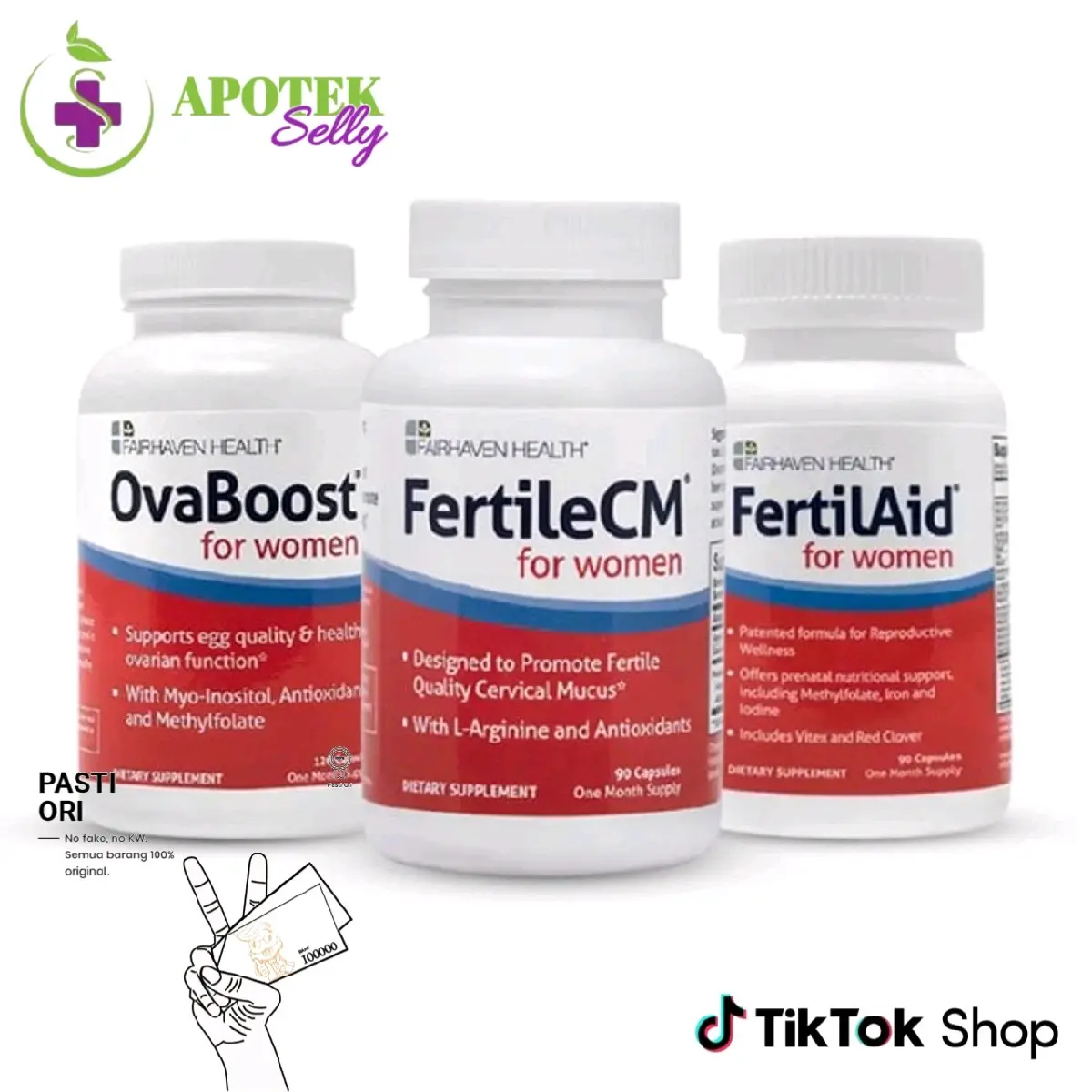 FERTILAID FOR WOMEN+FERTILECM+OVABOOST PAKET LENGKAP KESUBURAN WANITA HARMONIS