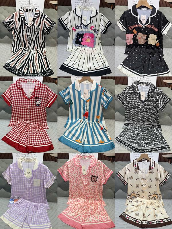 LATIN Đ31 ( S -M -L) - Pijama latin lụa mịn thiết kế họa tiết DỄ THƯƠNG SANG TRỌNG, BỘ ĐÙI (42-62 KG)