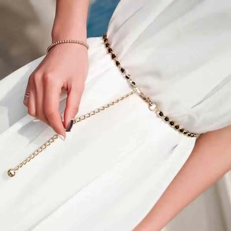 ikat pinggang dress mutiara Aksesoris Baju Wanita Pengait coquette sabuk sabuk  mutiara buat gamis rantai korean style chain belt