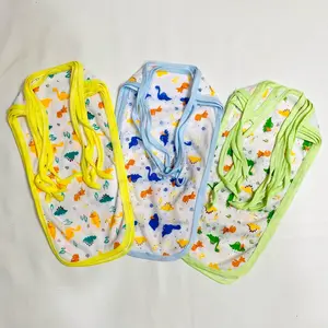 12 PCS POPOK KAIN PUTIH FULLPRINT POPOK TALI BAYI BARU LAHIR POPOK BAYI NEW BORN Katun