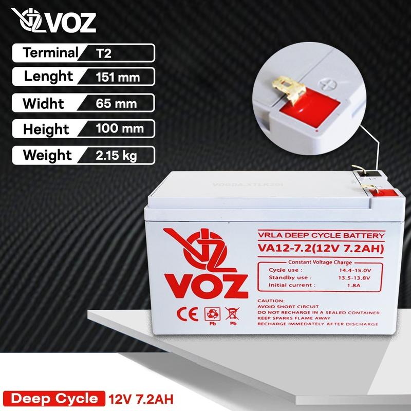 Baterai Solar Panel 12V Voz 12V 7.2 Ah VRLA Deep Cycle - Baterai UPS BTS 0