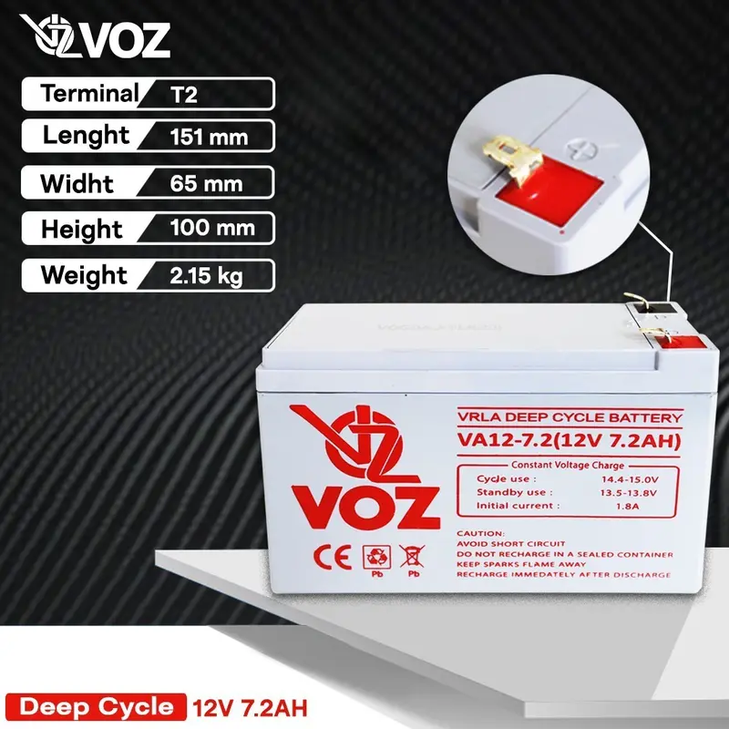 Baterai Solar Panel 12V Voz 12V 7.2 Ah VRLA Deep Cycle - Baterai UPS BTS 0